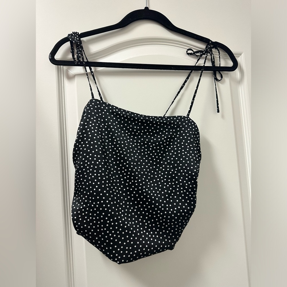 Abercrombie black white polka dot top size small